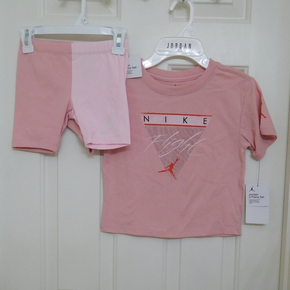 NWT 2pc Nike Jordan Flight Pink Top & Bike Shorts Set sz 6X